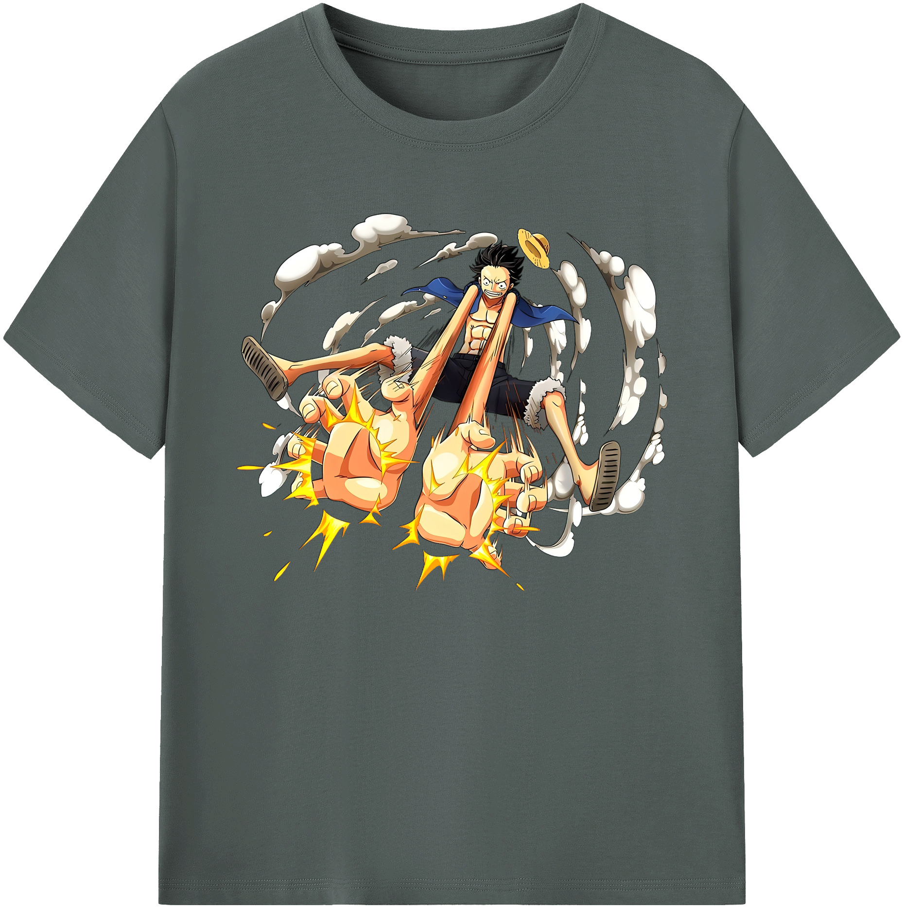 ワンピース モンキー・D・ルフィ ONE PIECE Monkey D. Luffy 綿100％ メンズ半袖Tシャツ｜肌触りやわらか＆通気性
